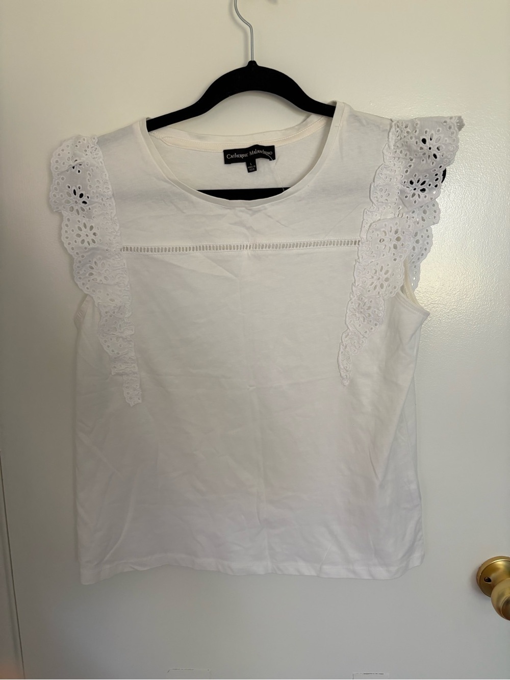 Catherine Malandrino White Eyelet Ruffle Tank